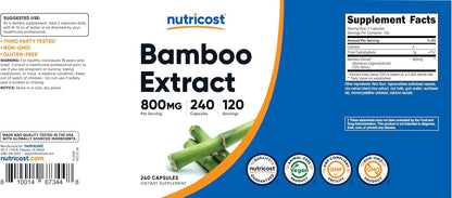 Nutricost Extracto de Bambú 400 mg, 240 Cápsulas - Vegano, Sin Gluten y Sin OGM - 120 Dosis de 800 mg – Image 6