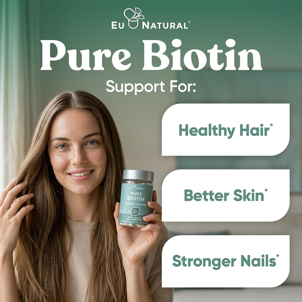 Biotina 5000 mcg - Suplemento para Cabello, Piel y Uñas - 120 Cápsulas Blandas Veganas