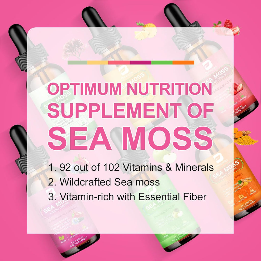Sea Moss Liquid Drops - Musgo Marino Irlandés Orgánico con Aceite de Semilla Negra, Espirulina, Saúco y Vitaminas C y D3