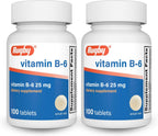 Rugby Vitamin B-6 Tablets - 25mg de Vitamina B6 - Suplemento Alimenticio - 100 Comprimidos (Paquete de 2)