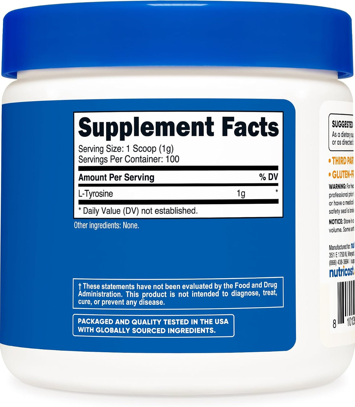 L-Tyrosine en Polvo 100g (100 porciones) - – No OGM: El producto está elaborado sin ingredientes modificados – Image 5