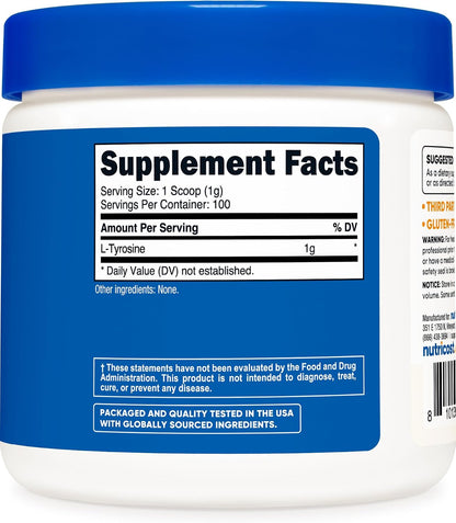 L-Tyrosine en Polvo 100g (100 porciones) - – No OGM: El producto está elaborado sin ingredientes modificados – Image 5