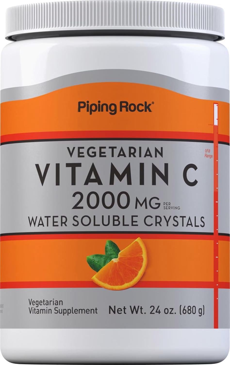 Piping Rock Vitamina C en Polvo, 2000mg por Porción, 680g - Ácido Ascórbico Puro