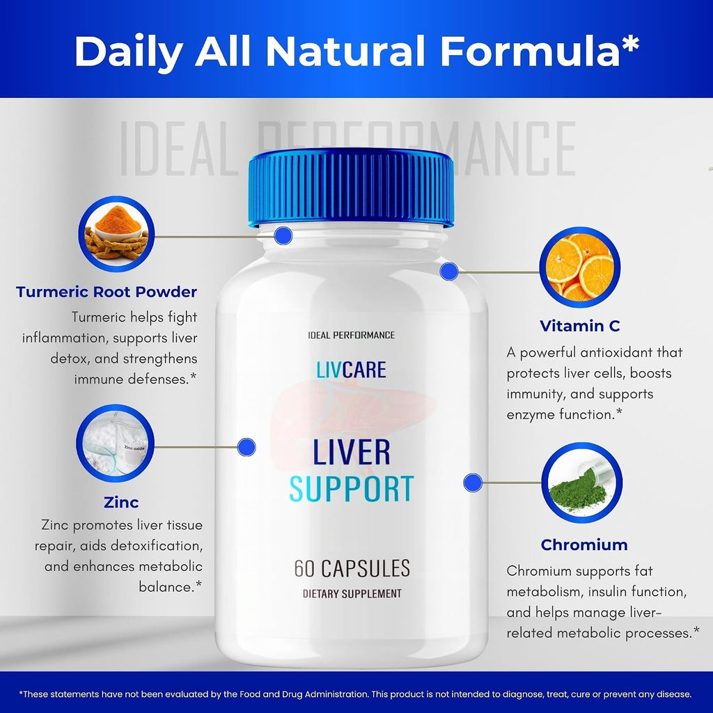 LivCare Cápsulas - Suplemento Avanzado Natural para el Bienestar General y el Equilibrio Nutricional (60 Cápsulas)