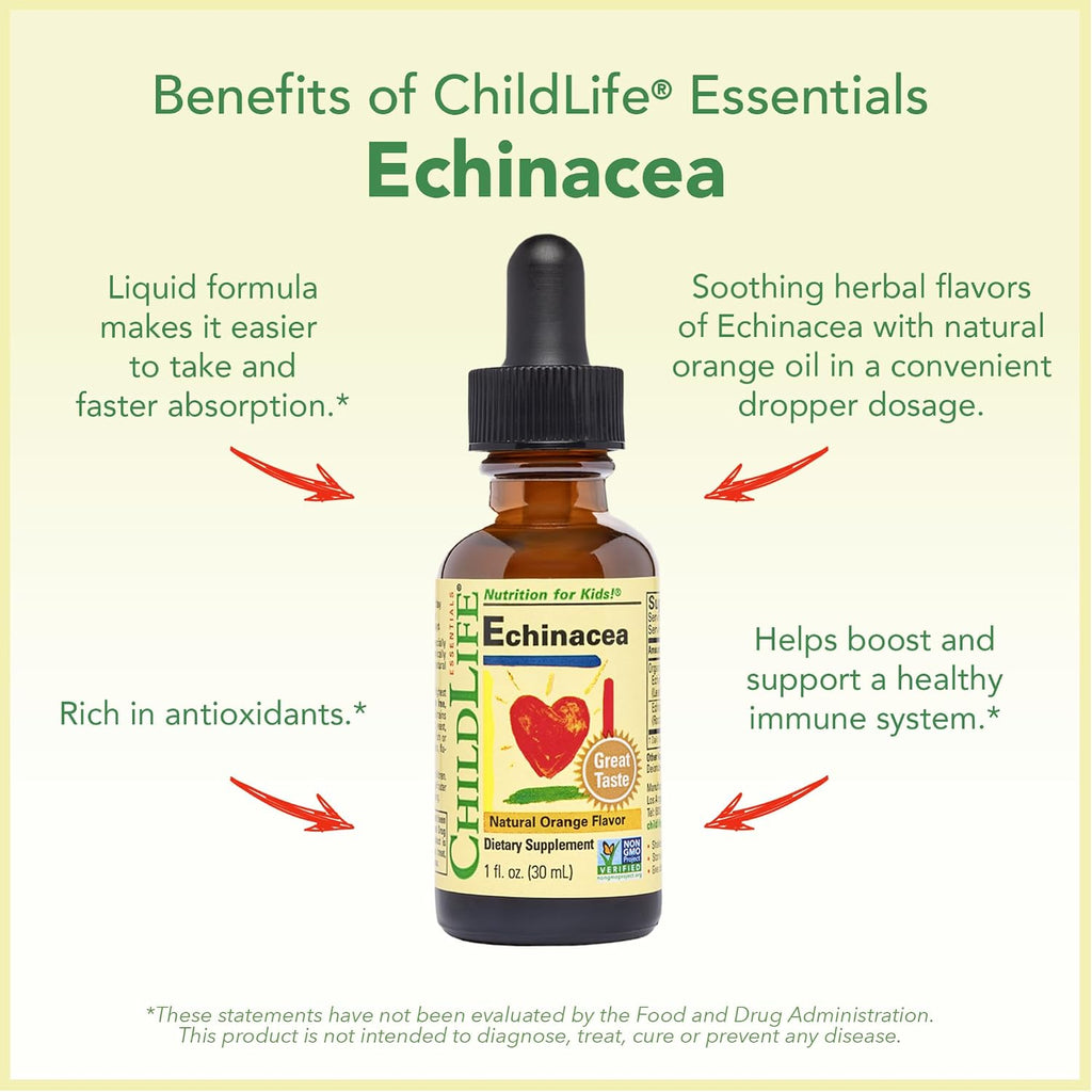 CHILDLIFE ESSENTIALS Immune Support 4-Pack - Pack de vitaminas y minerales líquidos para niños, con vitamina D3, vitamina C, First Defense y Equinácea