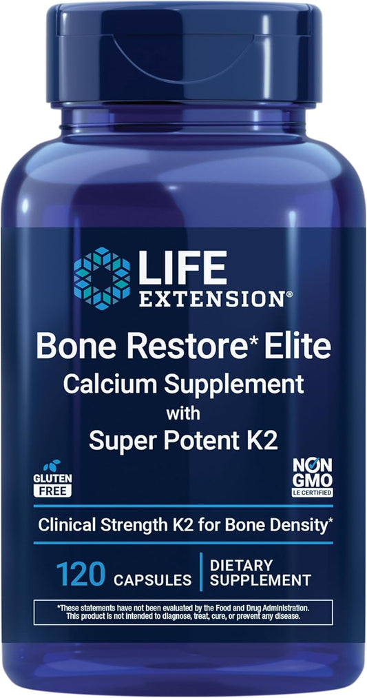 Life Extension Bone Restore Elite – Complemento de Calcio con K2, D3, Magnesio, Boro y Zinc