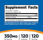 Nutricost N-Acetil L-Tirosina (NALT) 350mg, 120 Cápsulas - Sin Gluten, No GMO
