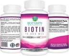 Best Earth Naturals Biotina 10.000 µg - Complemento de biotina de alta resistencia