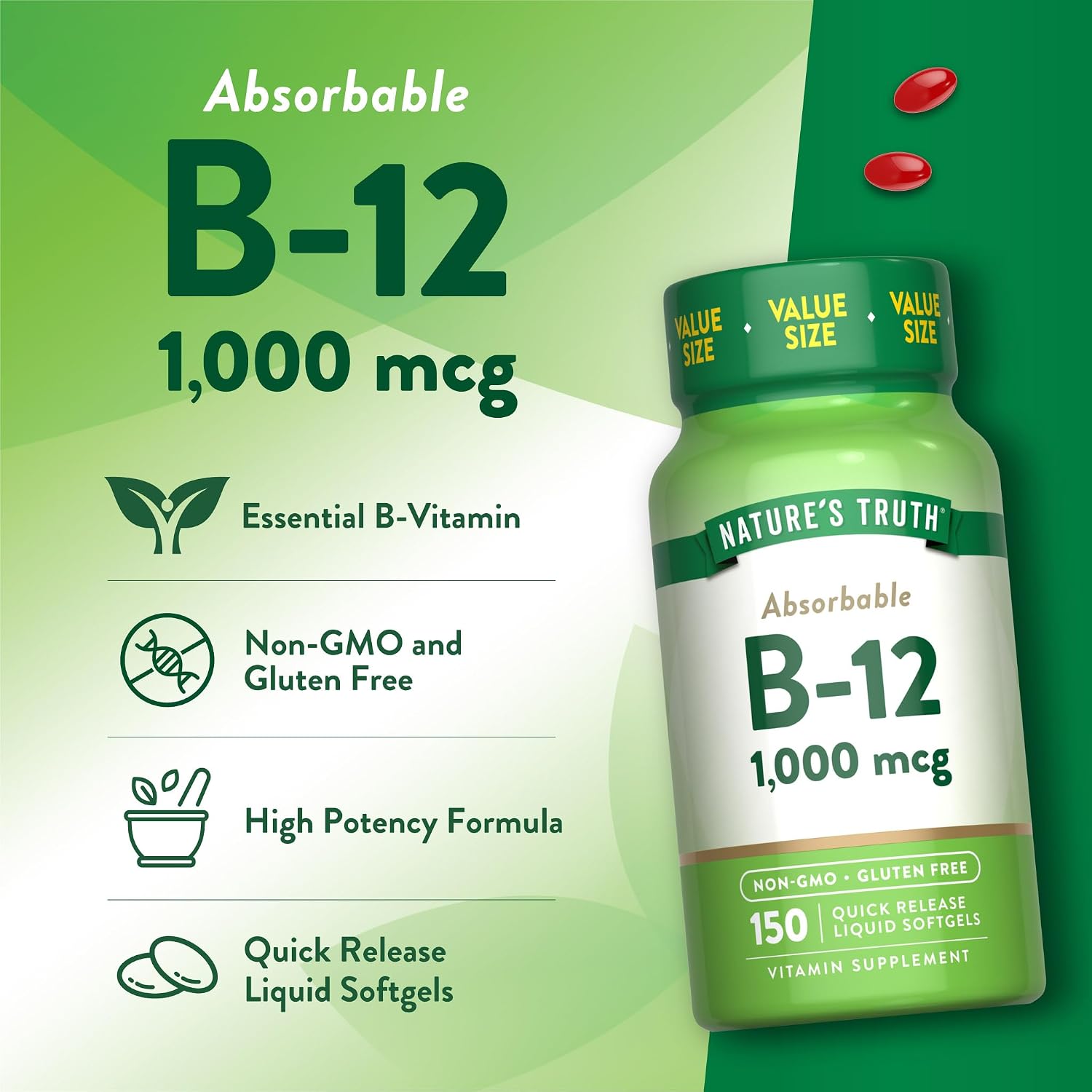 Nature's Truth Vitamina B12 1000 mcg - 150 Cápsulas Blandas
