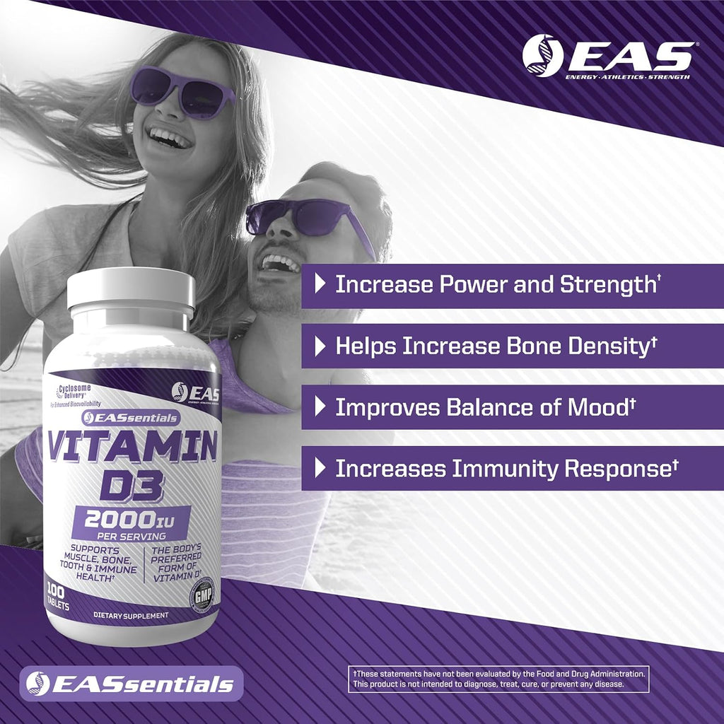 EAS Vitamina D3 2000 UI | Salud ósea, muscular e inmunidad | Cyclosome Technology | 100 comprimidos