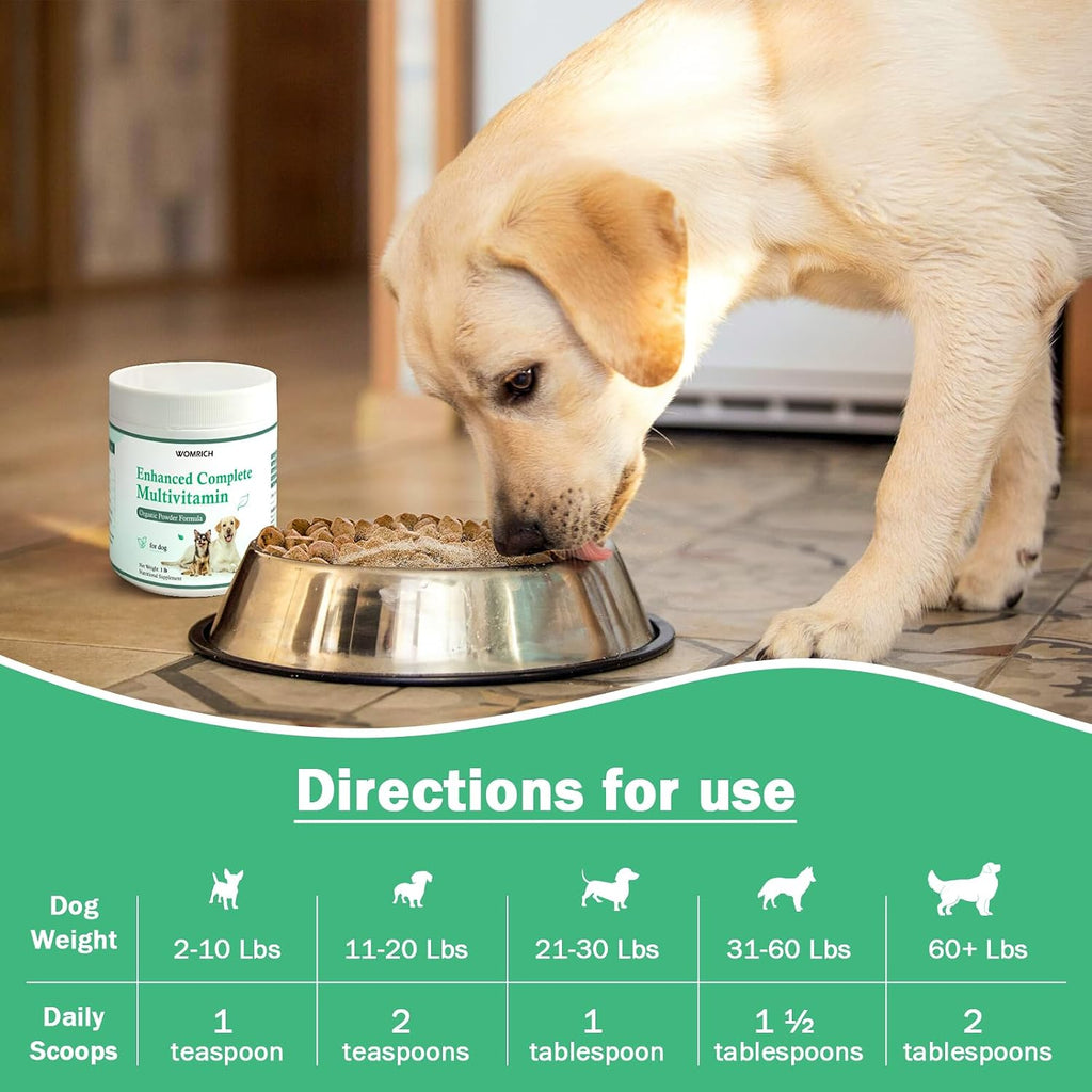 Multivitamínico en polvo para perros con probióticos y Omega-3 - 454 g (1 lb)