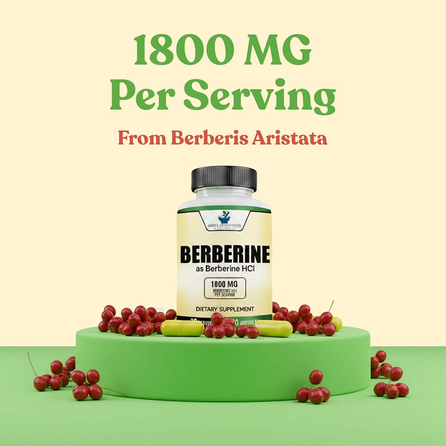 American Standard Supplements Berberina 1800 mg por porción, 90 cápsulas vegetales
