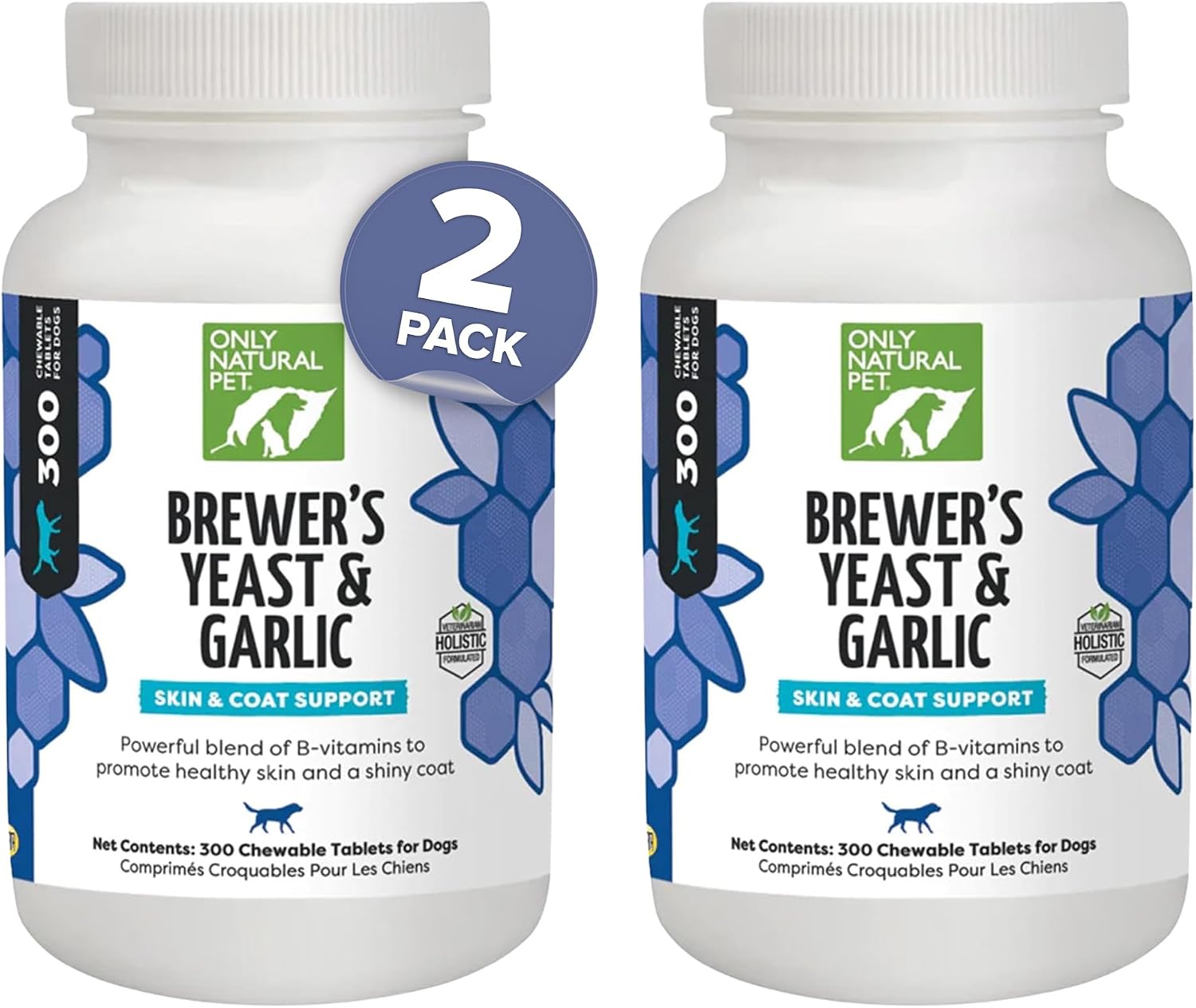 Only Natural Pet Masticables de Levadura de Cerveza y Ajo - 300 Comprimidos (3 Paquetes)