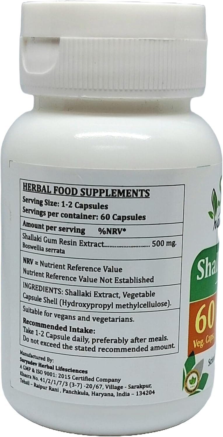 Shallaki Forte Cápsulas 500 mg, 60 Cáps. Veg. x 4 Botes | Extracto de Boswellia Serrata 10:1 | Suplemento Herbal Ayurvédico