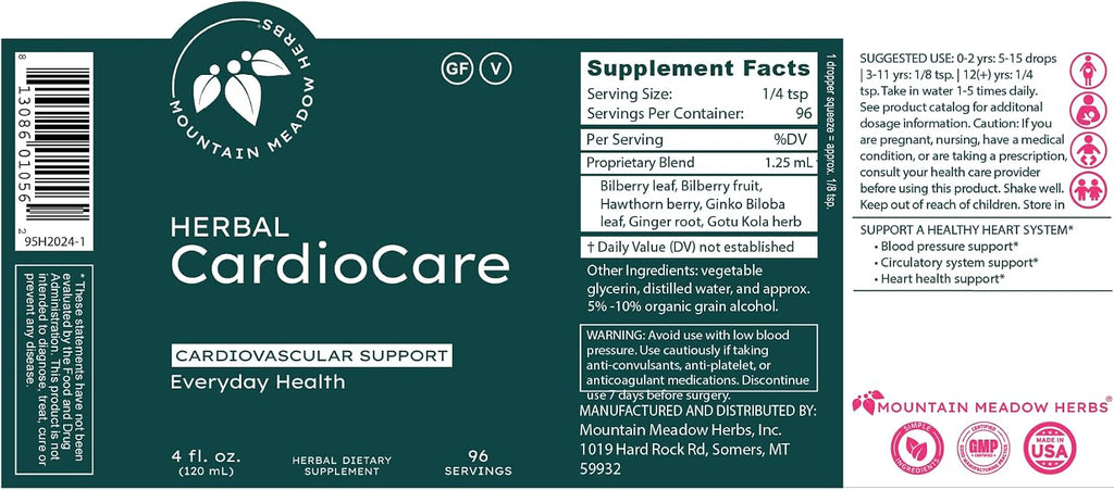 Mountain Meadow Herbs Herbal CardioCare - 118ml (4oz) - Apoyo Cardiovascular