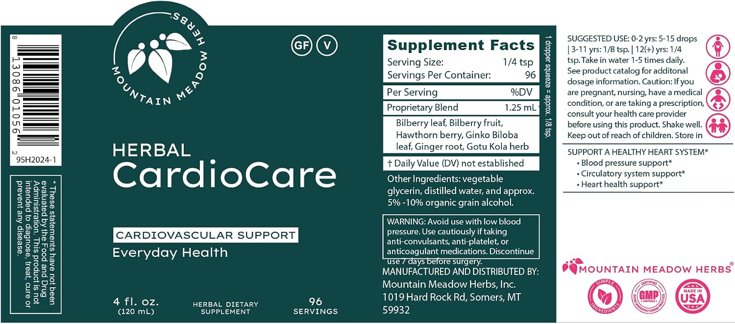 Mountain Meadow Herbs Herbal CardioCare - 118ml (4oz) - Apoyo Cardiovascular