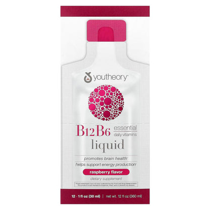 Youtheory Vitamina B12 y B6 Líquido – 12 – Vitamina B12: contribuye al metabolismo energético normal, al – Image 1
