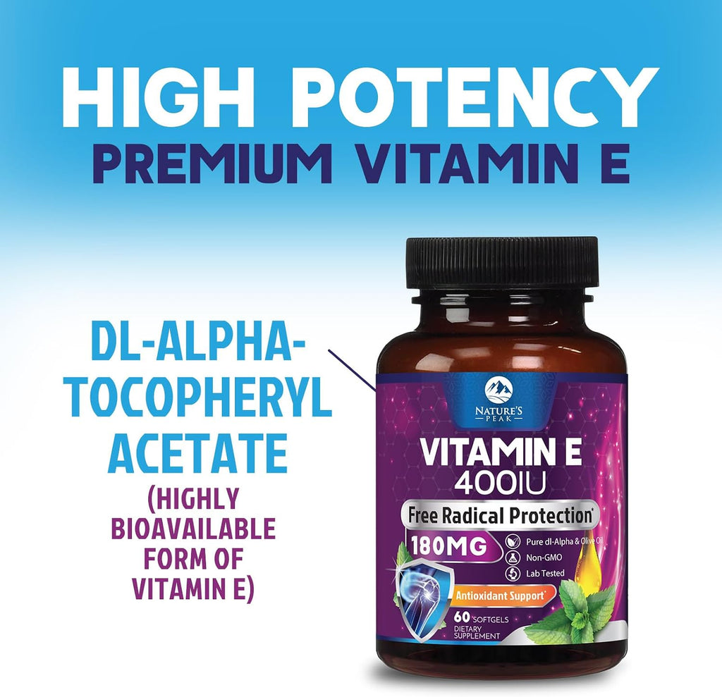 Nature's Peak Vitamina E 180 mg - 60 Softgels - Apoyo Antioxidante e Inmunitario