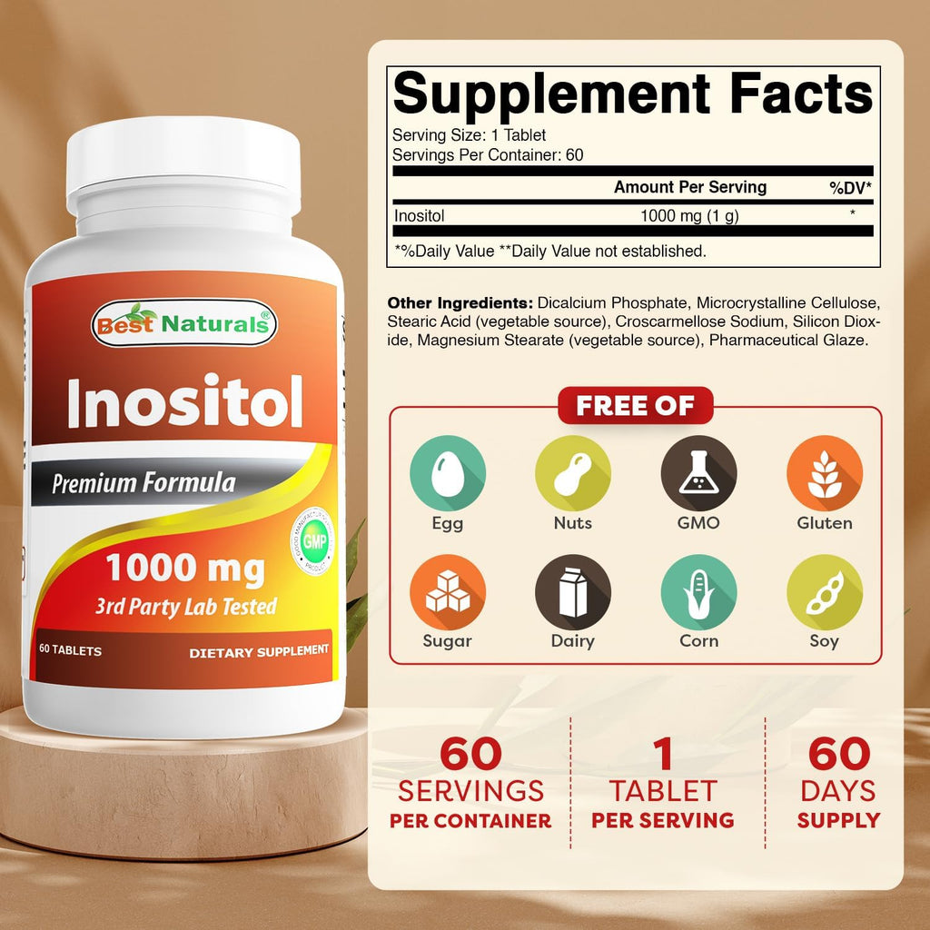 Best Naturals Inositol 1000 mg – 60 Tabletas