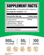 BulkSupplements.com Shilajit Extract Powder - 500mg por ración, 50g