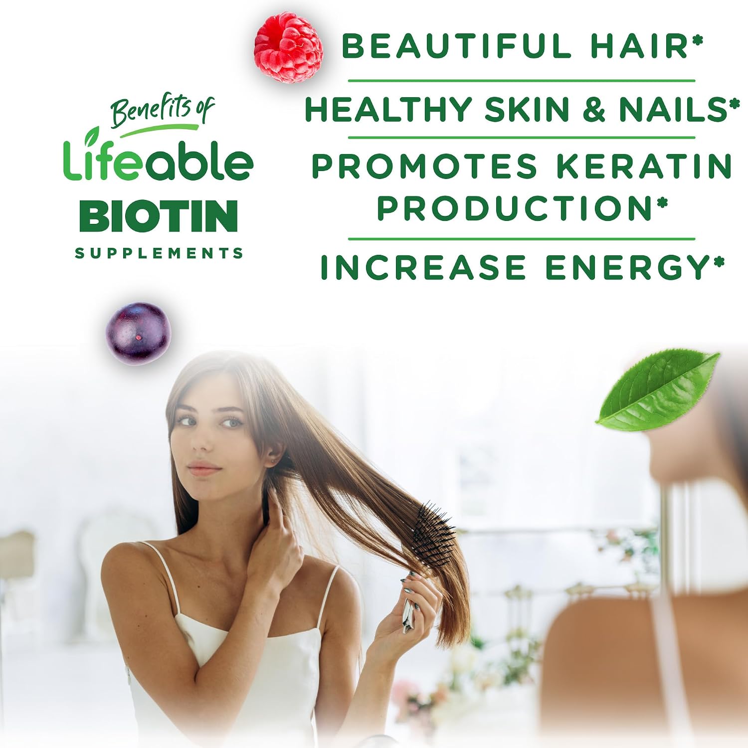 Lifeable Biotina Gomitas 10.000 mcg - Suplemento para Cabello, Piel y Uñas - 90 Gomitas