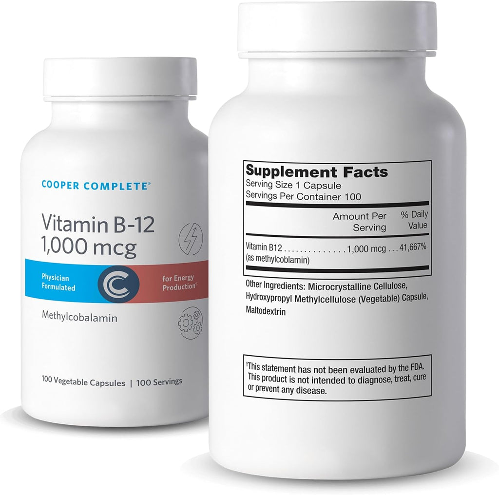 Cooper Complete Vitamina B12 1000 mcg, Metilcobalamina, 200 Cápsulas