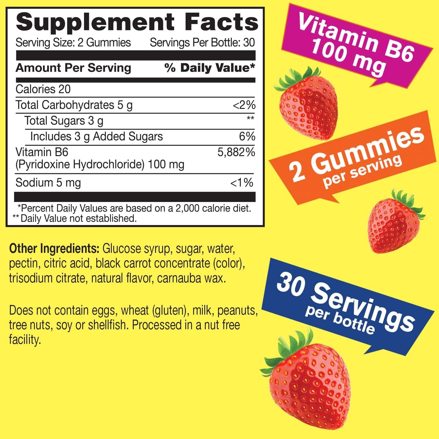 WellYeah Vitamina B6 Gominolas de Alta Potencia – 100 mg por ración – Vegano, Sin Gluten – 60 Gominolas