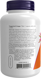 NOW Foods, Vitamina K-2 100 mcg, Menaquinona-4 (MK-4), 250 Cápsulas Vegetales