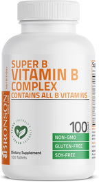 Bronson Complejo B - Vitaminas B1, B2, B3, B6, B9 (Ácido Fólico), B12 - 100 Cápsulas