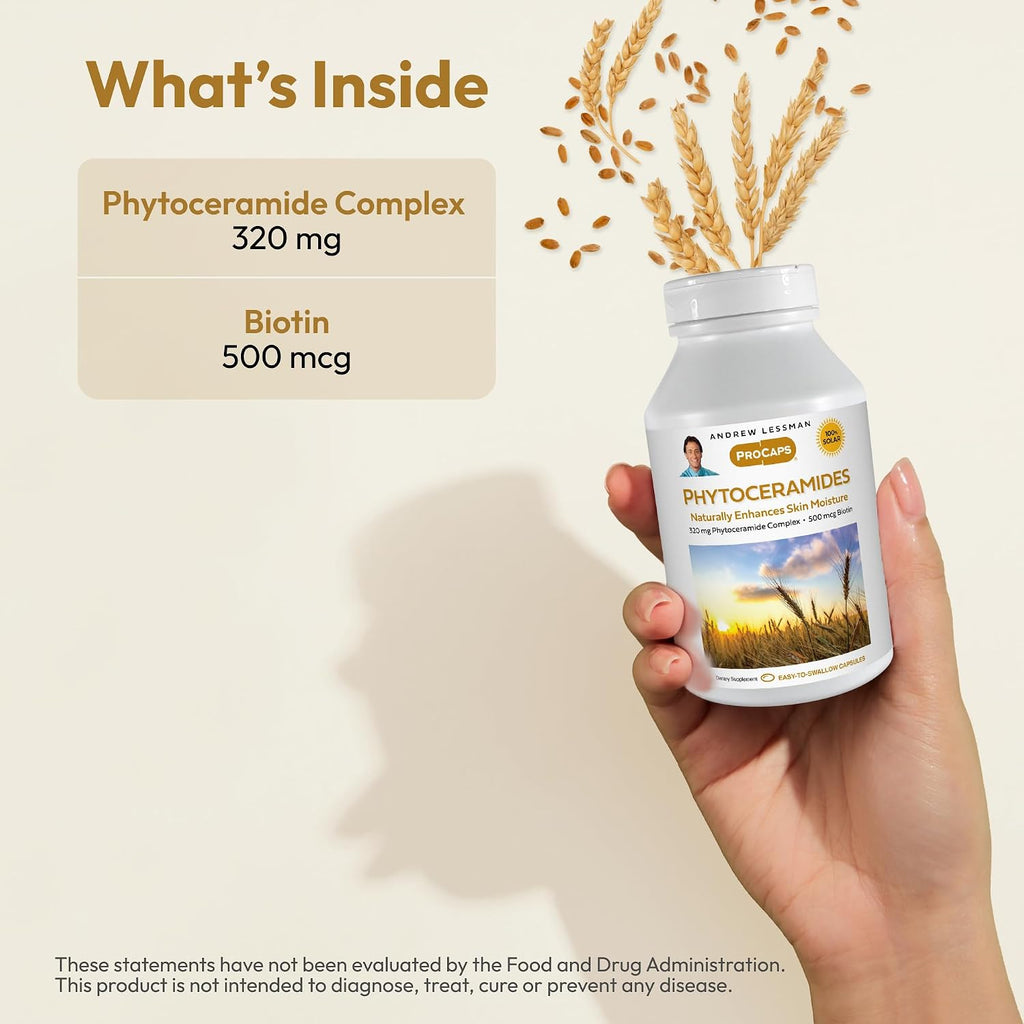 ANDREW LESSMAN Fitoceramidas con Biotina, 60 cápsulas blandas - Complemento alimenticio para el cuidado de la piel