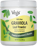 Vegs Graviola Soursop Leaf Powder - Polvo de Hojas de Graviola Orgánico, 8 oz (227 g)