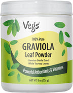 Vegs Graviola Soursop Leaf Powder - Polvo de Hojas de Graviola Orgánico, 8 oz (227 g)