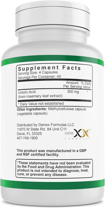 Genex Formulas Ácido Ursólico 300mg (540 Cápsulas) – Extracto de Romero, No-GMO, Sin Gluten, Vegano – Image 2