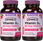 Bluebonnet EarthSweet Vitamina D3 1000 UI - 90 Comprimidos Masticables Sabor Frambuesa