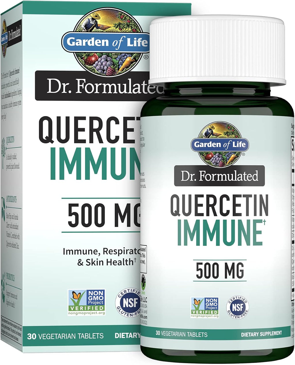 Garden of Life Dr. Formulated Quercetin Immune Daily Vitamin con Vitamina C, D y Probióticos – 30 Comprimidos