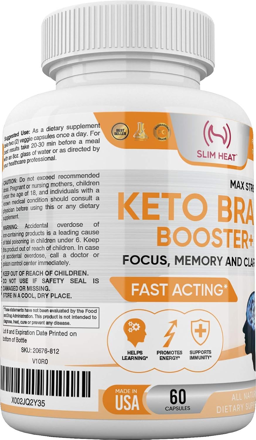 Slim Heat Keto Brain Booster - Suplemento Cognitivo Natural - 60 Cápsulas