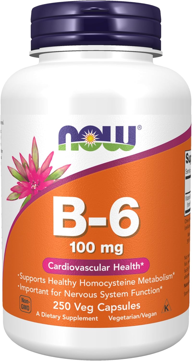 NOW Foods, Vitamina B-6 (Piridoxina HCl) 100 mg, 250 Cápsulas