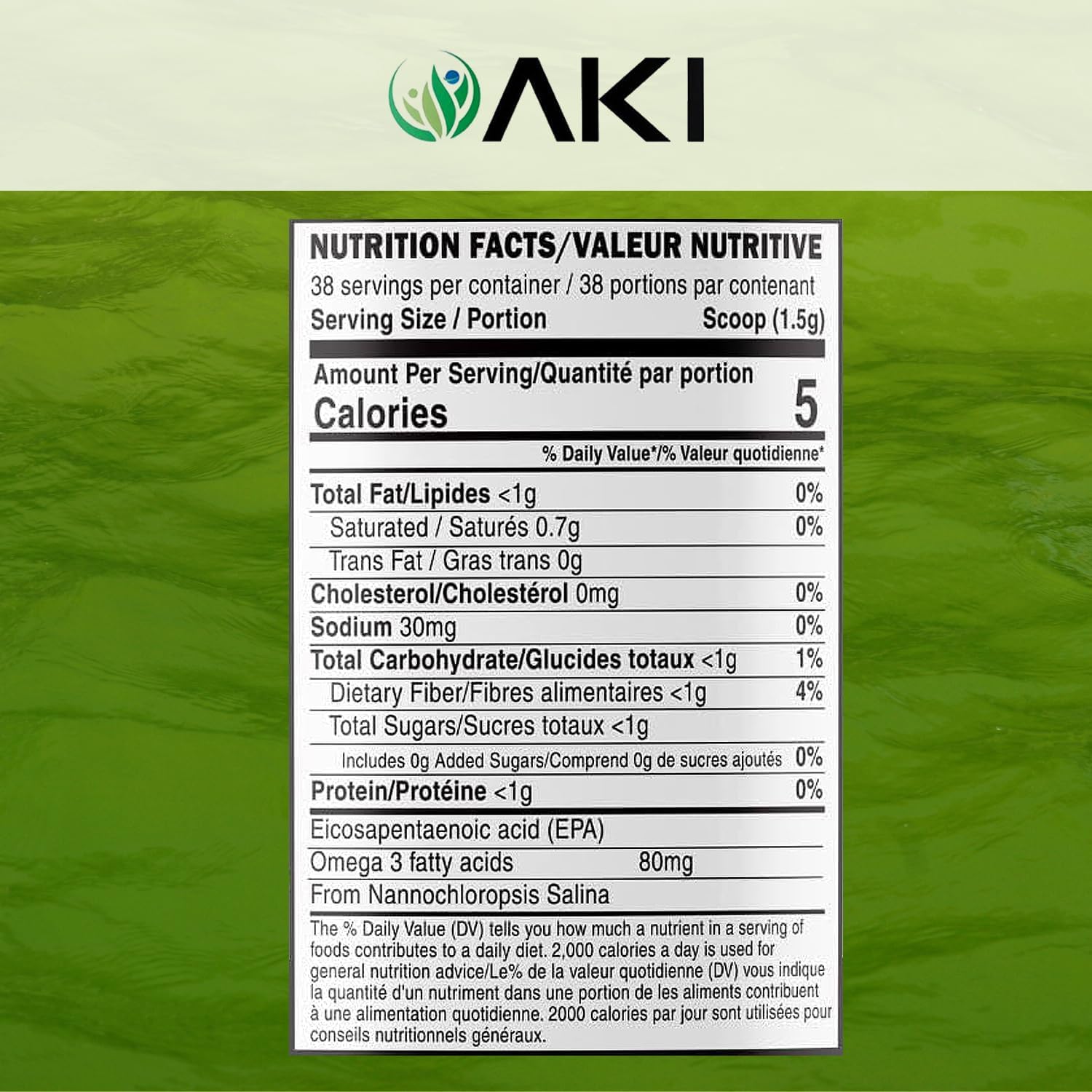 AKI Organic Marine Phytoplankton Powder - Omega 3 EPA Vegano (57g)