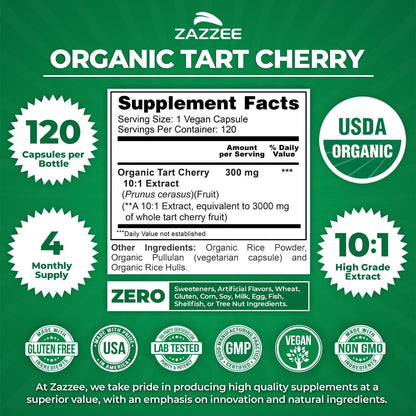 Zazzee Extracto Orgánico de Cereza Ácida – Vegano y sin OGM: Todos los ingredientes, incluida la cápsula, son de – Image 3