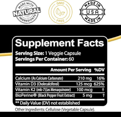 Kaya Naturals Vitamina D3 5000IU con K2 MK-7 – El mantenimiento de los huesos en condiciones normales. – Image 3