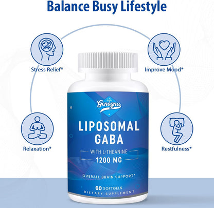 Genogna Liposomal GABA con L-Theanine 1200mg Complemento Alimenticio para Adultos (60 Cápsulas) – Image 3