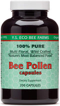 YS BEE FARMS Polen de Abeja 550 mg, 200 Cápsulas - Puro y Silvestre