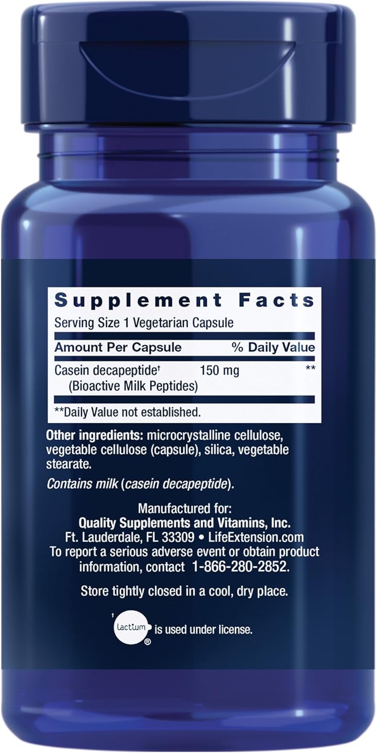 Life Extension Bioactive Milk Peptides, Apoyo al Estado de Ánimo y Sueño, 30 Cápsulas