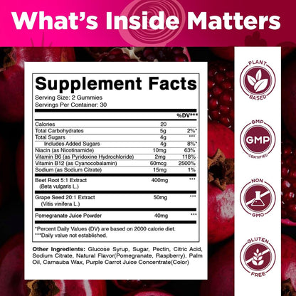 Vitamatic Gominolas de Remolacha con B6, – Vitamina B12 (cobalamina): Ayuda al funcionamiento normal del sistema – Image 2
