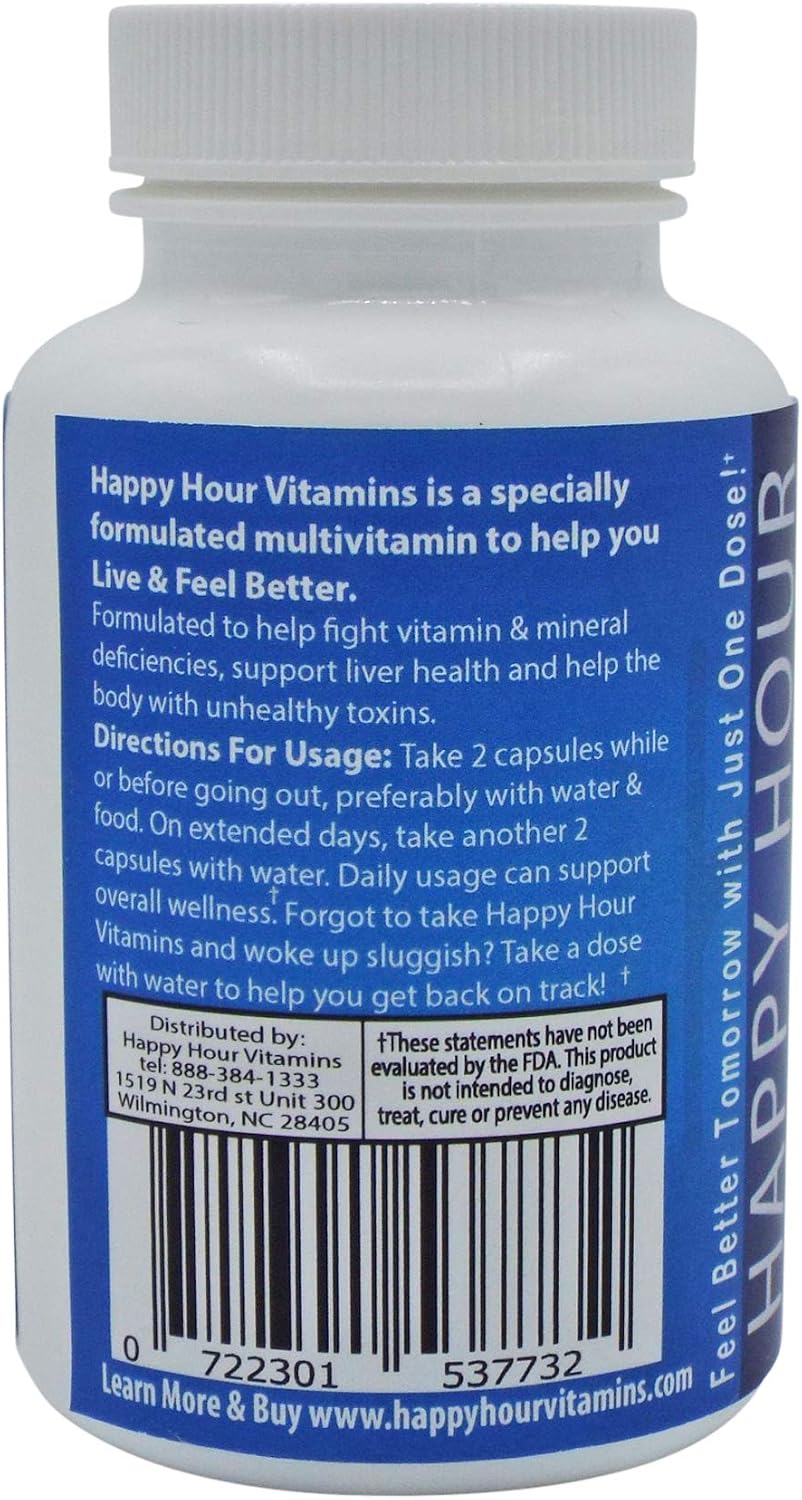 Happy Hour Vitamins Multivitamínico - Para Después de Beber - 30 Cápsulas