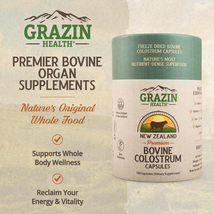 GRAZIN HEALTH Colostrum Bovino Grass Fed 3000mg - 180 Cápsulas - Nueva Zelanda – Image 2