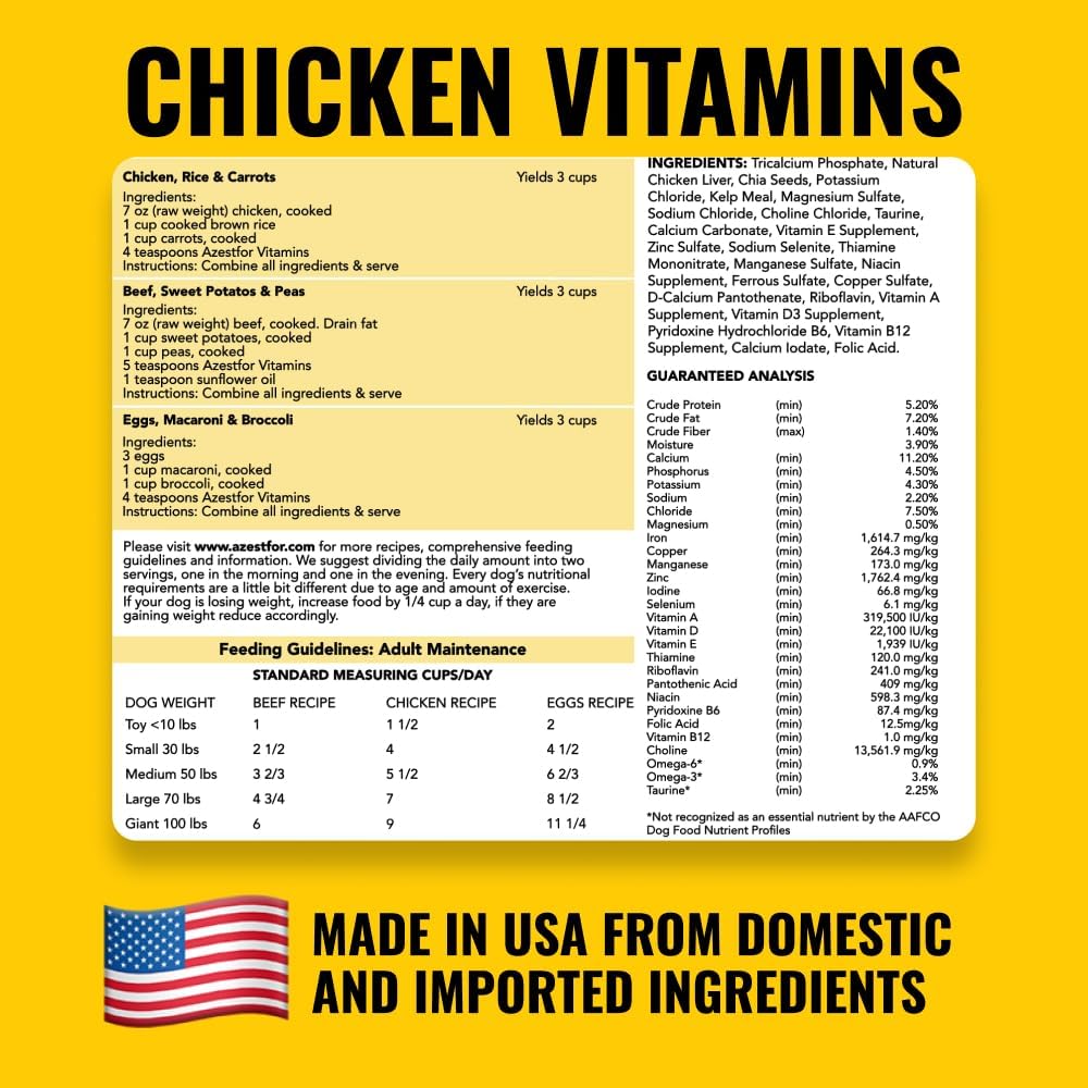 Azestfor Suplemento Multivitamínico para Perros – Dieta Casera – 16 oz (454 g) Polvo