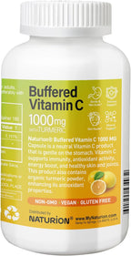 NATURION Vitamina C tamponada 1000 mg con Cúrcuma Orgánica - 180 cápsulas veganas