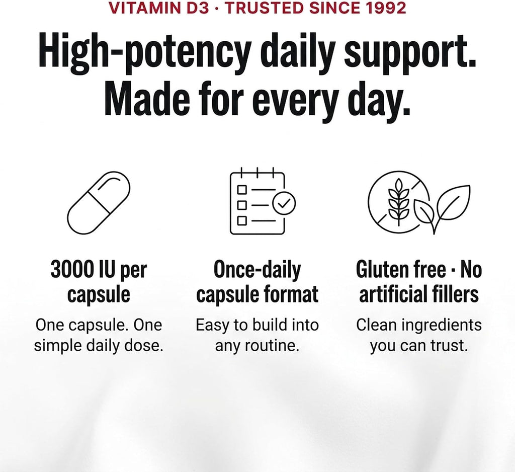 Olympian Labs Vitamina D3 3000 UI 100 Cápsulas Apoya Huesos Fuertes