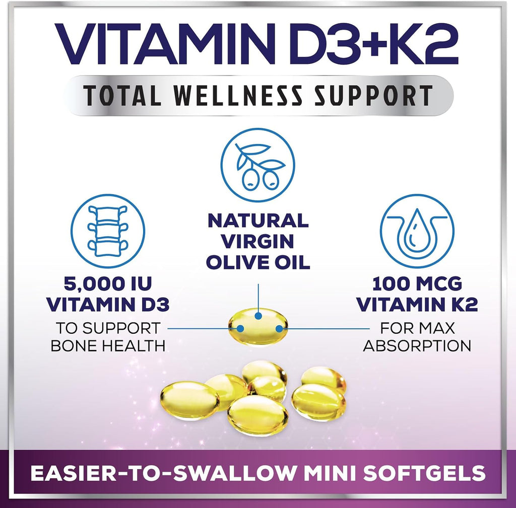 Vitamina D3 5000 IU con K2 MK-7 – 240 Cápsulas Blandas – Hello Lovely!